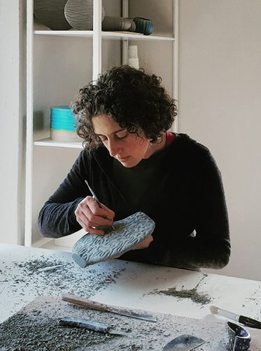 Michele Bianco working in her studio