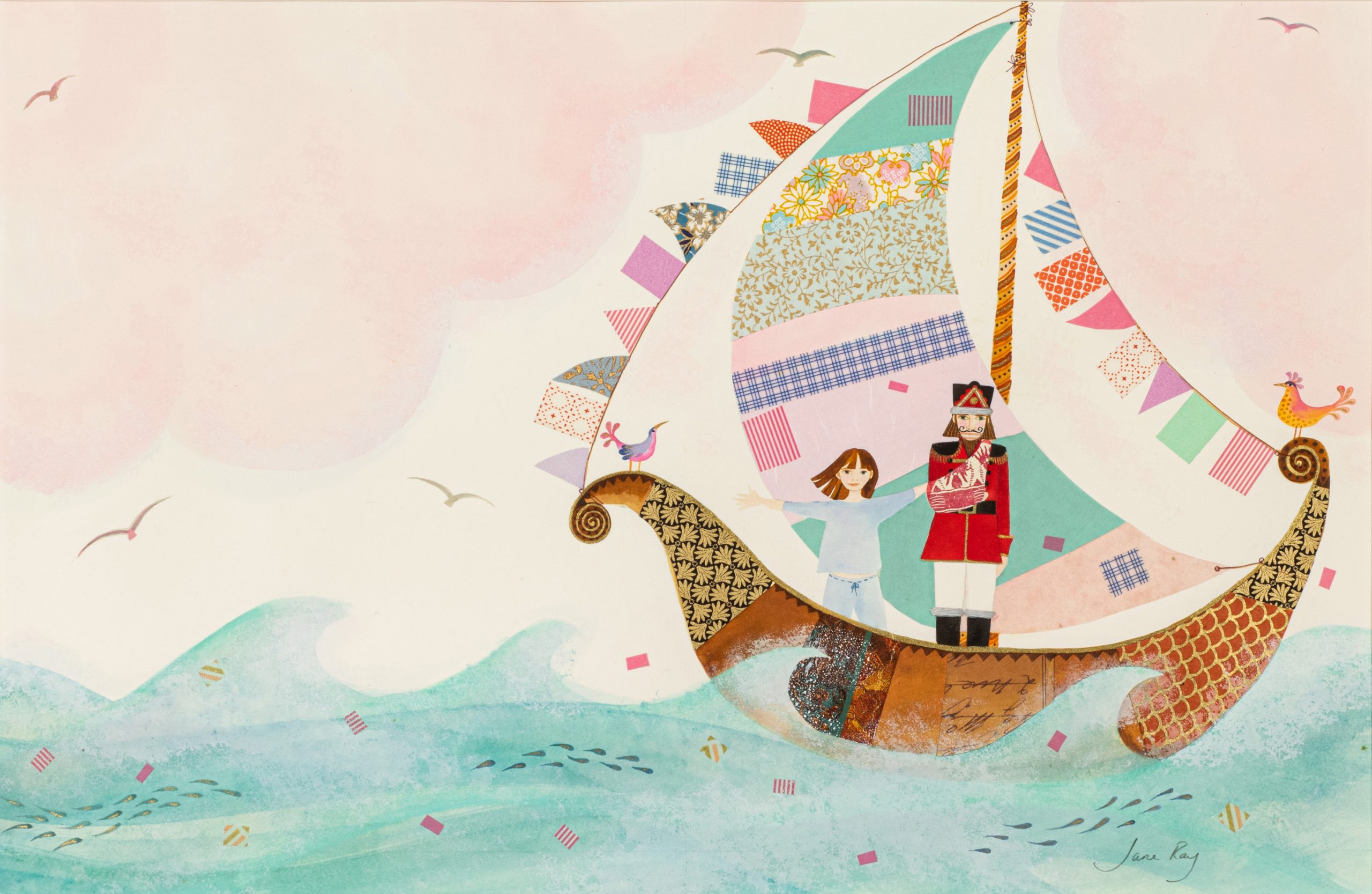 A Boat with Silken Sails by Jane Ray, mixed media