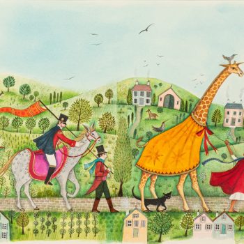 Cover Artwork for Zeraffa Giraffa by Jane Ray, mixed media