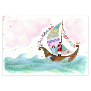 A Boat with Silken Sails in mixed media by Jane Ray