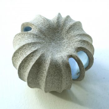 Ribbed Pod in Smoke Blue, Stoneware by Michele Bianco