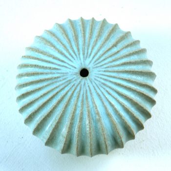 Vessel with Gills, Aqua in Stoneware by Michele Bianco