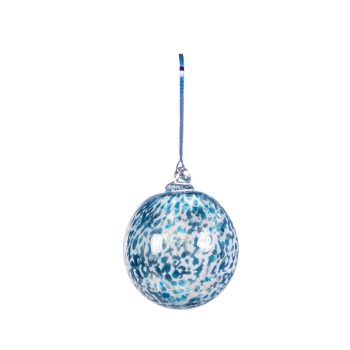Blue hand-blown glass baubles by Elin Isaksson