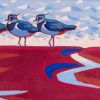 Detail of Four Lapwings, oil on canvas by Richard Allen
