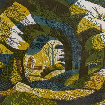 Woodland Path, linocut 1954 by Norman Jacques