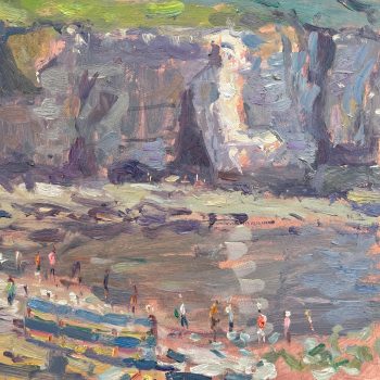 Cliff beach, original painting by Andrew Farmer, Detail