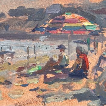 Beach painting by Andrew Farmer, Detail