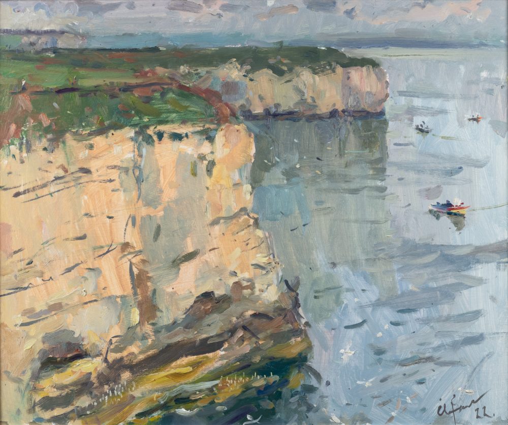 Cliffs at Flamborough by Andrew Farmer ROI, oil on panel