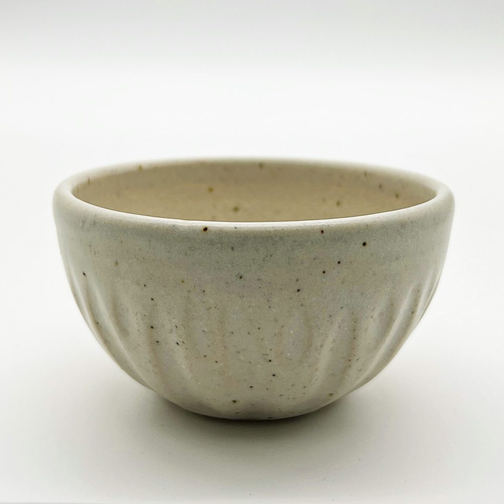 Small White Ribbed Bowl by Illyria Pottery
