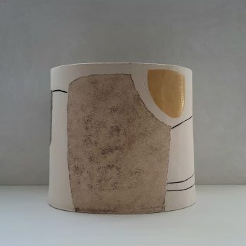 Fields and Pathways, slip decorated stoneware, front by Louise McNiff