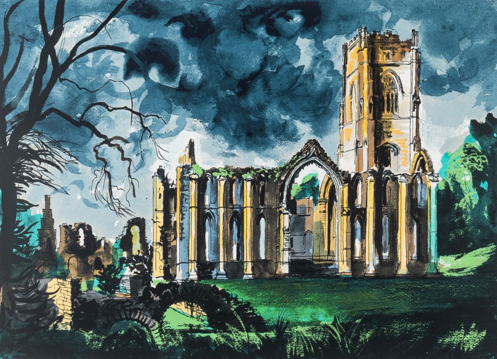 Fountains Abbey, screenprint by John Piper.
