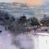 Detail of Evening Lights, original painting by Pascale Rentsch RSW