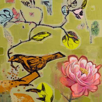 Chinoiserie Study, acrylic and collage on panel by Tom Wood
