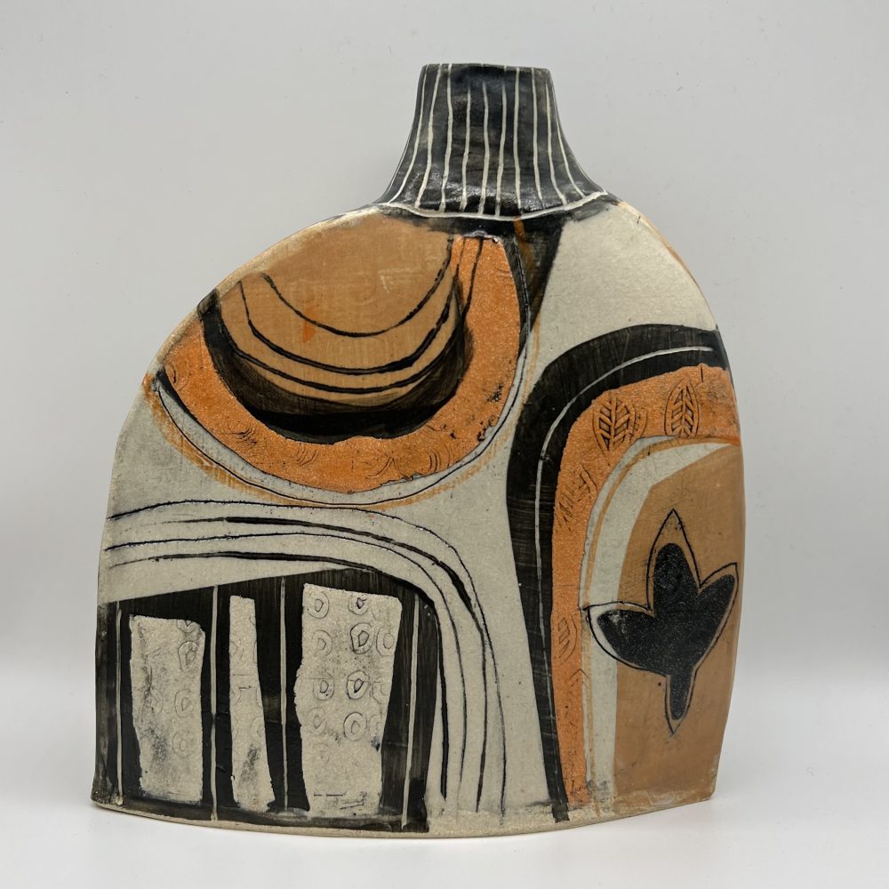 Hush 1, slab-built ceramic bottle by Yvette Glaze