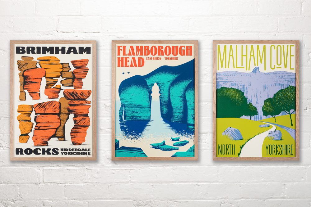 Yorkshire Prints - Set of 3, limited edition screen-prints by Paul Kelly