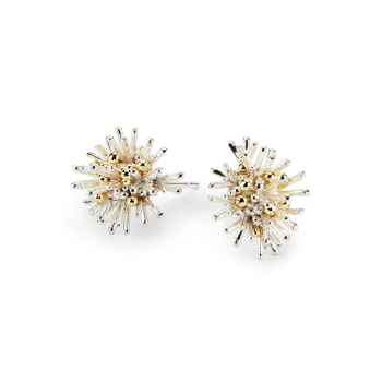 Sea Urchin Studs in silver and gold by Hannah Bedford
