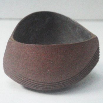 Medium Landlines Bowl - Dark Terracotta, original ceramic by Michele Bianco