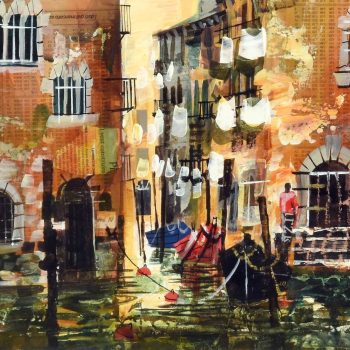 Washing, Venice by Mike Bernard RI, mixed media