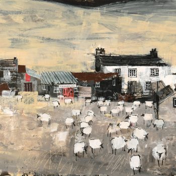 Dales Farmhouse and Sheep by Mike Bernard RI, mixed media