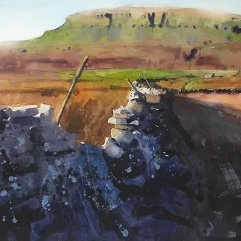 Wall Lines and Pen-y-ghent, original painting by Paul Talbot-Greaves