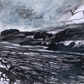 Windy Weather at Malham Tarn, Looking Towards Tarn Moss, original painting by Katharine Holmes