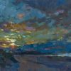 Sunset Bamburgh, original painting by Andrew Farmer ROI