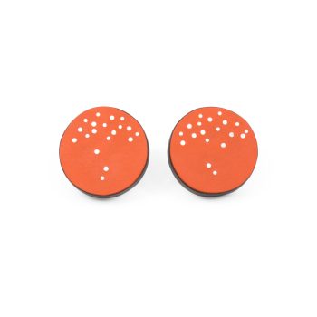 Round Inlaid Dot Earrings - Orange by Emily Kidson