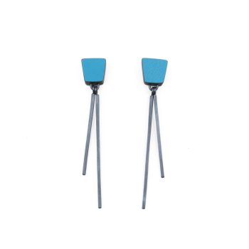 Square Line Drop Earrings - Turquoise by Emily Kidson