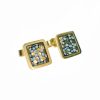 Gold-plated Square Framed Studs - Blue and Gold by Emily Higham